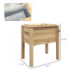 Outsunny Wooden Outdoor Cooler, Beverage Cooler with Bottle Opener for Backyard Deck Poolside Party, 54 Quart, Natural