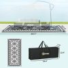 Outsunny Reversible Outdoor Rug, Waterproof Plastic Straw with Carry Bag, 9' x 18', Black & White Rhombus Patchwork