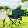 Outsunny Padded Camping Chair for Adults, Portable Folding Camping Chair with Side Pockets, Cup Holders, Carry Bag, Black