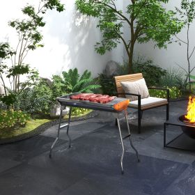 Charcoal Barbecue Grill Stainless Small Portable Folding BBQ Camping Grill for Shish Kabob (Option: Silver-800x415x230 mm)