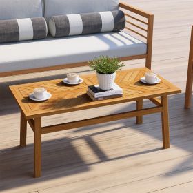 Outdoor Coffee Table (Option: Natural Wood-1140x560x110 mm)