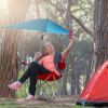 Foldable Beach Chair with Detachable Umbrella Armrest Adjustable Canopy Stool with Cup Holder Carry Bag for Camping Poolside Travel Picnic Lawn Chair