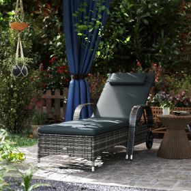Outdoor Chaise Lounge (Option: Mixed Gray, Charcoal Black-1190x580x260 mm)