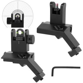 1Set 45 Degree Offset Rear Front Flip Up Sights Fiber Optics Aluminum Sights Tactical Folding Back Up Sight Set With Red Green Dots Fit Picatinny (Option: Black)
