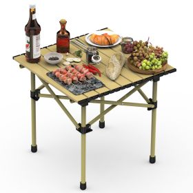 Folding Camping Table Portable Lightweight Carbon Steel Roll-up Picnic BBQ Desk with Carry Bag Heavy Duty for Outdoor Beach Backyard Party Patio Campi (Option: CampingTable5153CM)