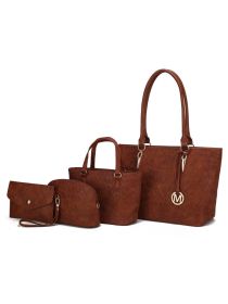 MKF Collection Edelyn embossed M Signature Four PCS Tote Set by Mia k (Color: Camel, Material: Polycarbonate)